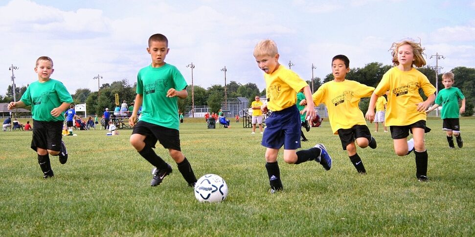 Kids playing soccer